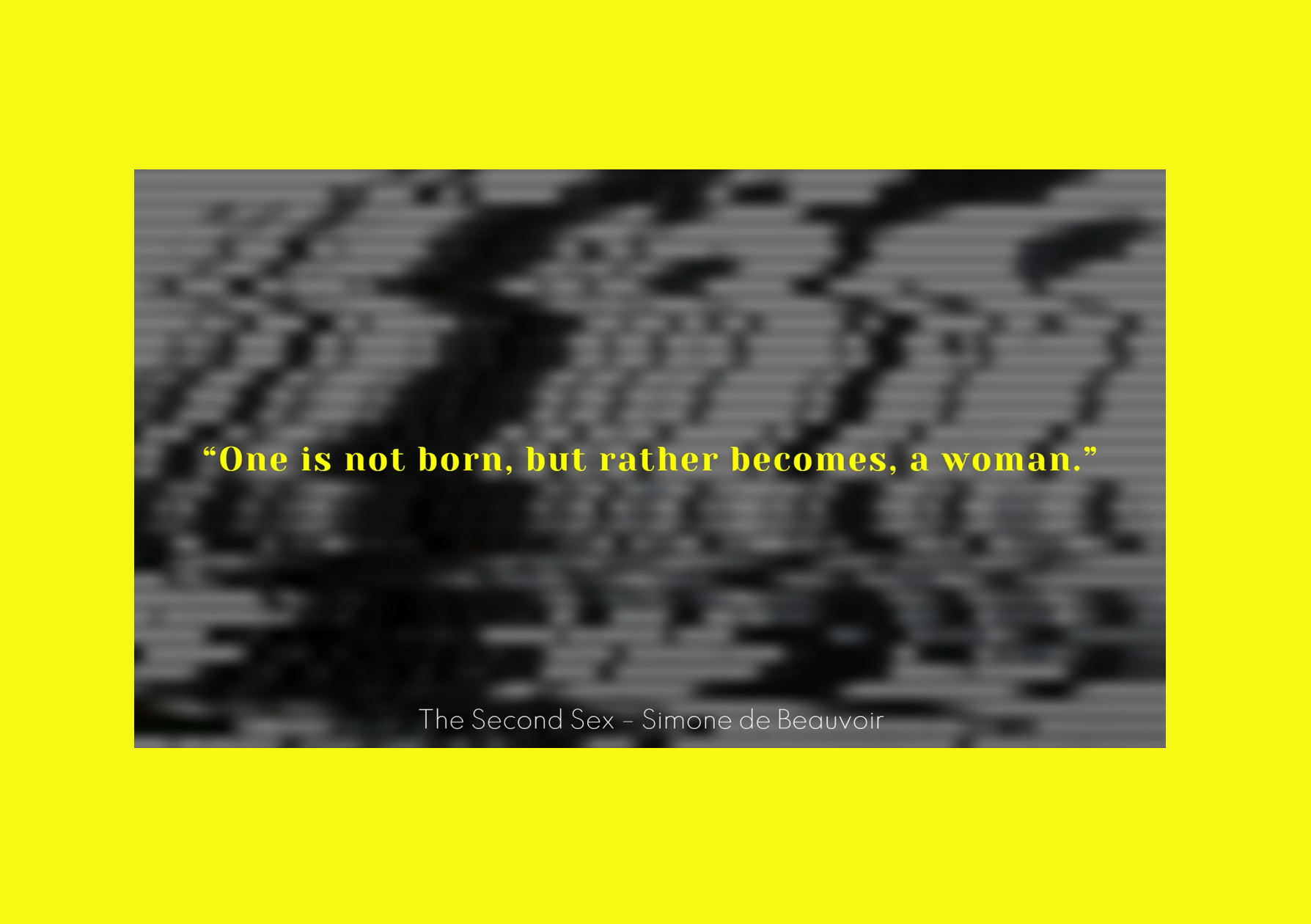 Vibe Altar screen still: Simone de Beauvoir invocation — glitch aesthetic with The Second Sex quote